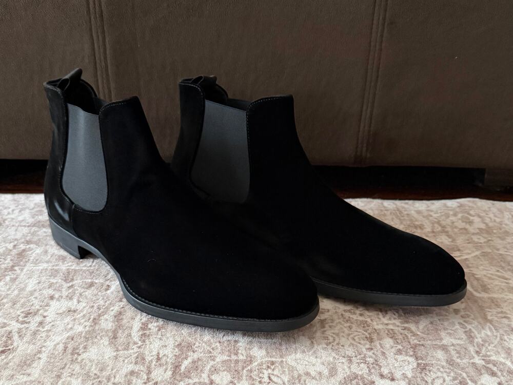 $995 NIB Giorgio Armani Black Velvet Chelsea Boots – Men's Size 11 / EU 44